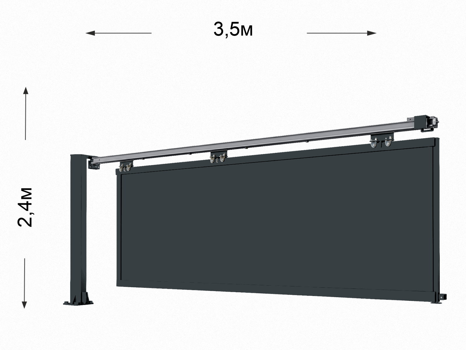 Откатные ворота подвесного типа для склада 3,5×2,4 м